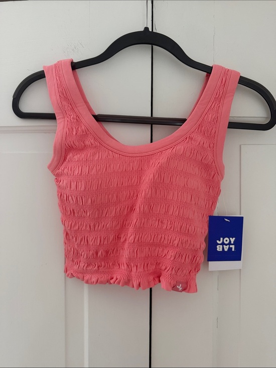 JoyLab Tops - JoyLab Coral Pink Smocked Crop Tank